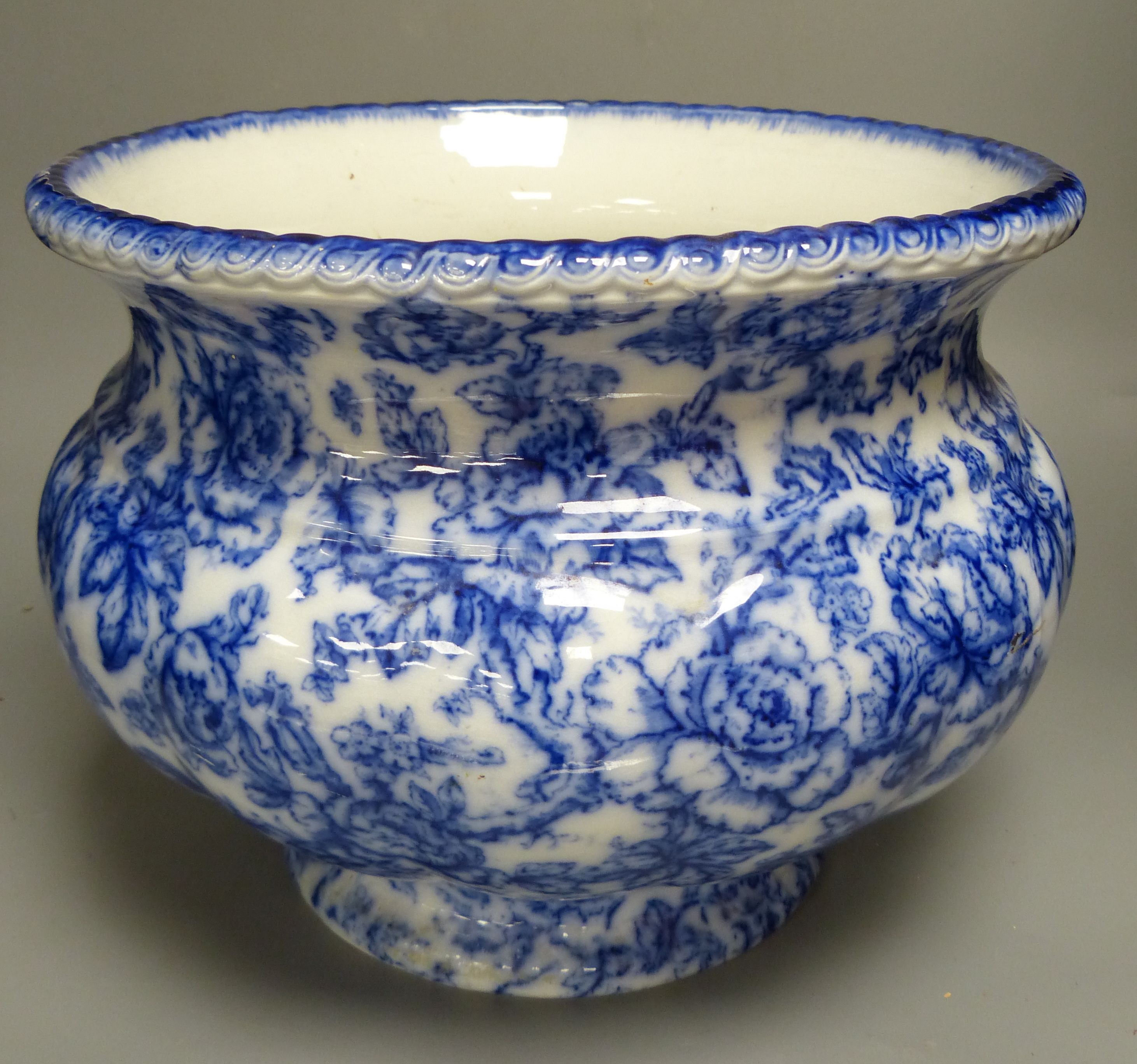 A Losol ware blue and white jardiniere, diameter 33cm